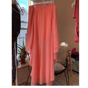 Peach Waterfall mesh skirt